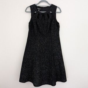 Formal Black Glitter Cutout‎ Neck Sleeveless A Line Dress